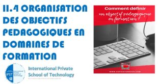 II.4 ORGANISATION DES OBJECTIFS PEDAGOGIQUES EN DOMAINES DE FORMATION