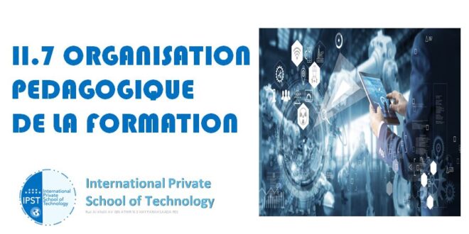 II.7 ORGANISATION PEDAGOGIQUE DE LA FORMATION